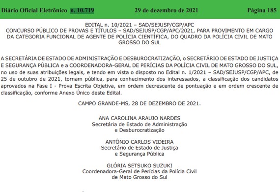 Sinpol Ms Divulgado Resultado Das Provas Do Concurso Da Polícia Civil 3410